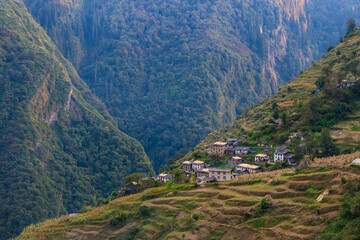 Fototapeta na wymiar Village Community in the Hills of HImalayas Nepal Darchula