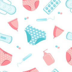 elements of feminine hygiene seamless pattern on a white background