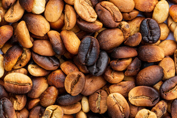 Macro coffee beans background,Roasted coffee beans can be used as a background.