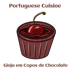Ginja em Copos de Chocolate. A traditional portuguese liquor served in chocolate cup