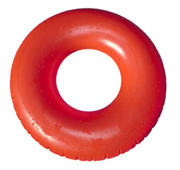Red inflatable wet swimming tube with transparent background