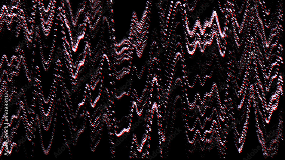 Poster glitch distorted style wavy background. digital modern effect of damaged screen made of lines. for g