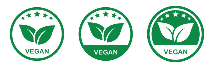 Vegan label icon. Green leaf icon, vector illustration
