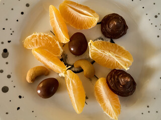 Pieces of orange and chocolate