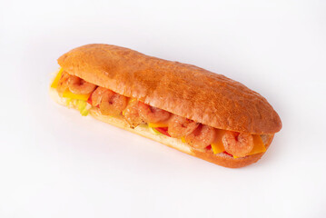 shrimp sandwich on a white background