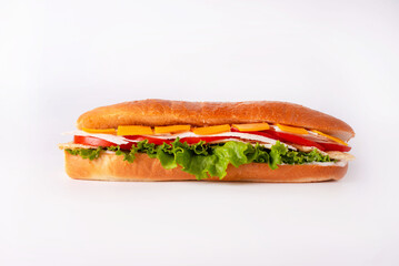 turkey ham and cheese sandwich on a white background