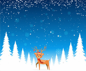 christmas background with reindeer