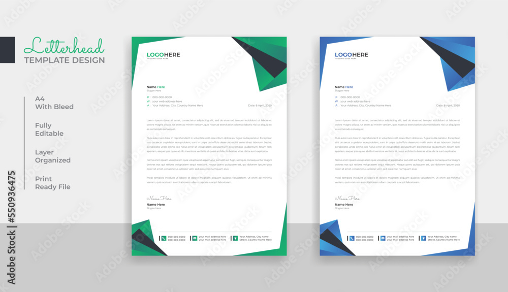 Poster Abstract colorful business letterhead template