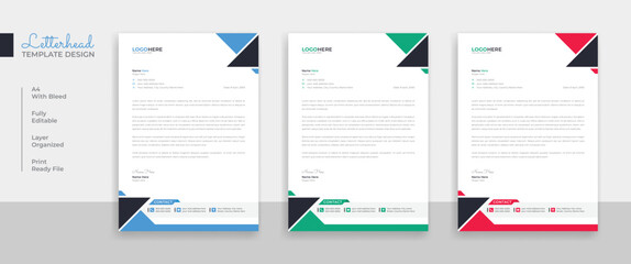 Professional corporate colorful letterhead template design