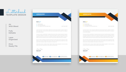 Modern colorful business letterhead design template