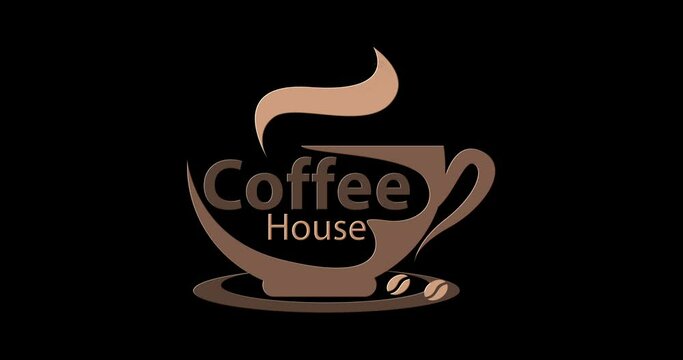 Cute Coffee Icon Logo Animation with Liquid Particles on Transparent Background. A good fit for the functioning of your coffee shop