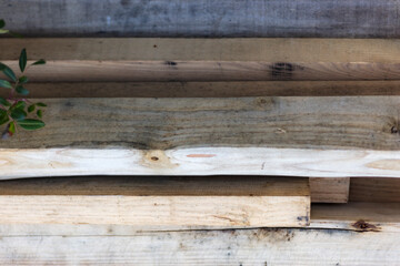 wooden fence, lying wooden beams, wood textures