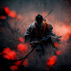 Fototapeta premium A Chinese warrior with sword digital illustration