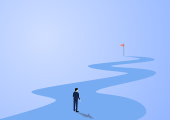 Business mentor helps to improve career, help and self development strategy flat style design business concept. vector illustration.