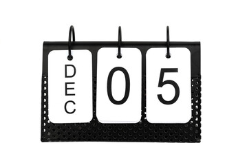 5th of December - date on the metal calendar