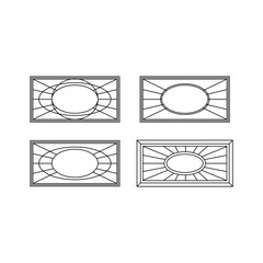 Art deco gold frames set collection decorations, Golden art deco ornaments, retro geometric ornamental frame - classic luxurious gold frames, wedding invitation, celebration event bundle