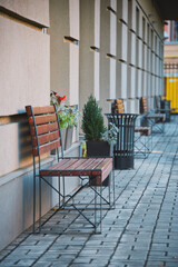 table and chairs in a cafe