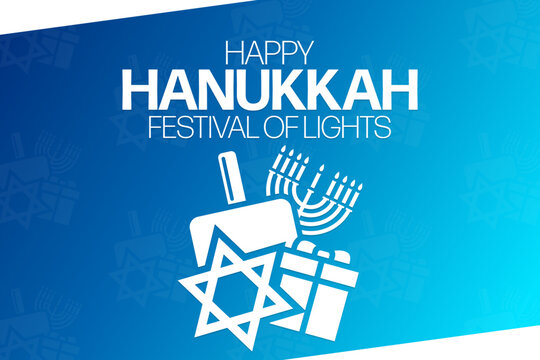 Happy Hanukkah. Festival of Lights. Vector illustration. Holiday poster.