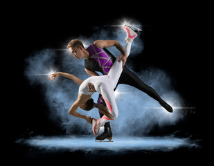 Fototapeta na wymiar Duo figure skating in action