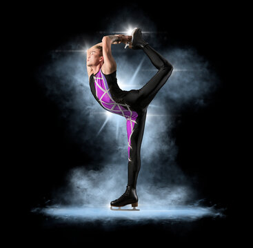 Man figure skating in action