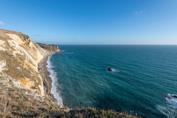 View of the Jurassic coast coastline in Dorset