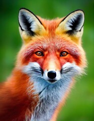 Naklejka premium Cute Red Fox portrait, nature background