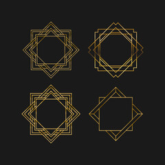 Art deco gold frames set collection decorations, Golden art deco ornaments, retro geometric ornamental frame - classic luxurious gold frames, wedding invitation, celebration event bundle
