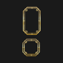 Art deco gold frames set collection decorations, Golden art deco ornaments, retro geometric ornamental frame - classic luxurious gold frames, wedding invitation, celebration event bundle