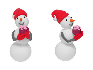 plasticine snowman with a mug