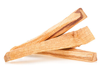 Palo santo wood sticks isolated on a white background. Bursera graveolens - holy wood.
