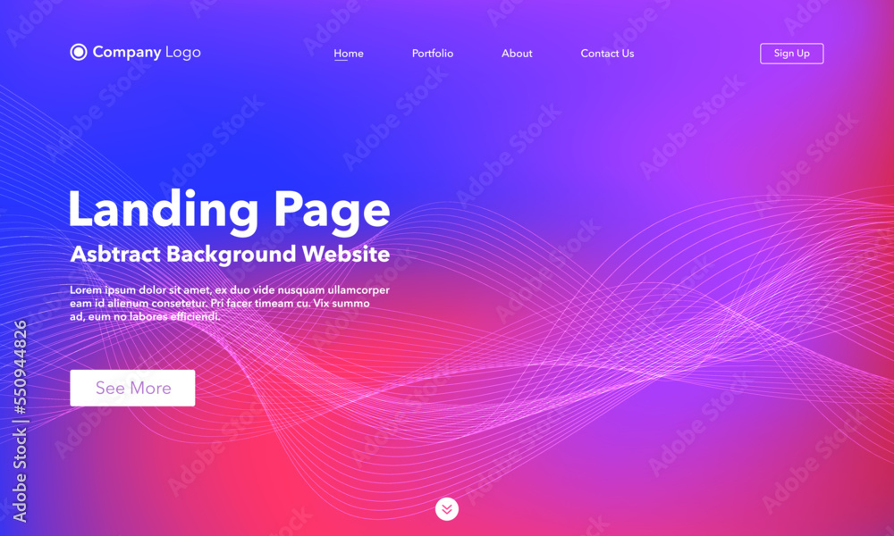 Wall mural landing page. abstract wave background website. template for websites, or apps. modern design. abstr