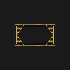 Art deco golden frames decorations, Golden art deco ornaments, retro geometric ornamental frame - classic luxurious gold frames, wedding invitation, celebration event