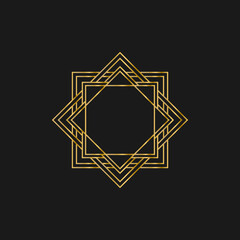 Art deco golden frames decorations, Golden art deco ornaments, retro geometric ornamental frame - classic luxurious gold frames, wedding invitation, celebration event