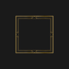 Art deco golden frames decorations, Golden art deco ornaments, retro geometric ornamental frame - classic luxurious gold frames, wedding invitation, celebration event