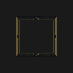 Art deco golden frames decorations, Golden art deco ornaments, retro geometric ornamental frame - classic luxurious gold frames, wedding invitation, celebration event