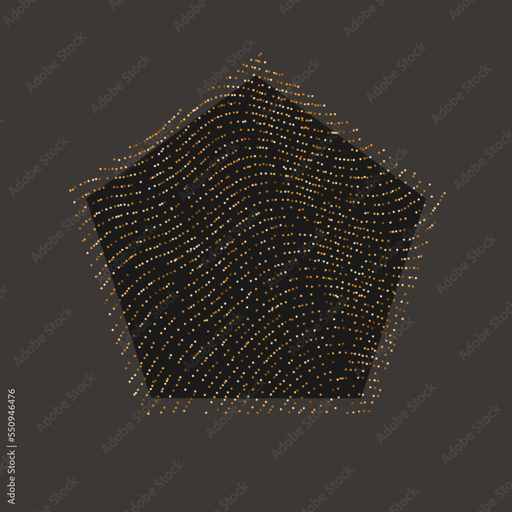 Poster geometric shapes of lines lined with sparkling particles. beautiful trendy glitter on a dark backgro
