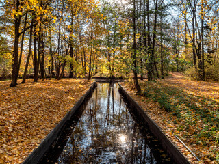 St. Petersburg, canal in the Central Park on Elagin Island in autumn.