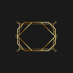 Art deco golden frames decorations, Golden art deco ornaments, retro geometric ornamental frame - classic luxurious gold frames, wedding invitation, celebration event
