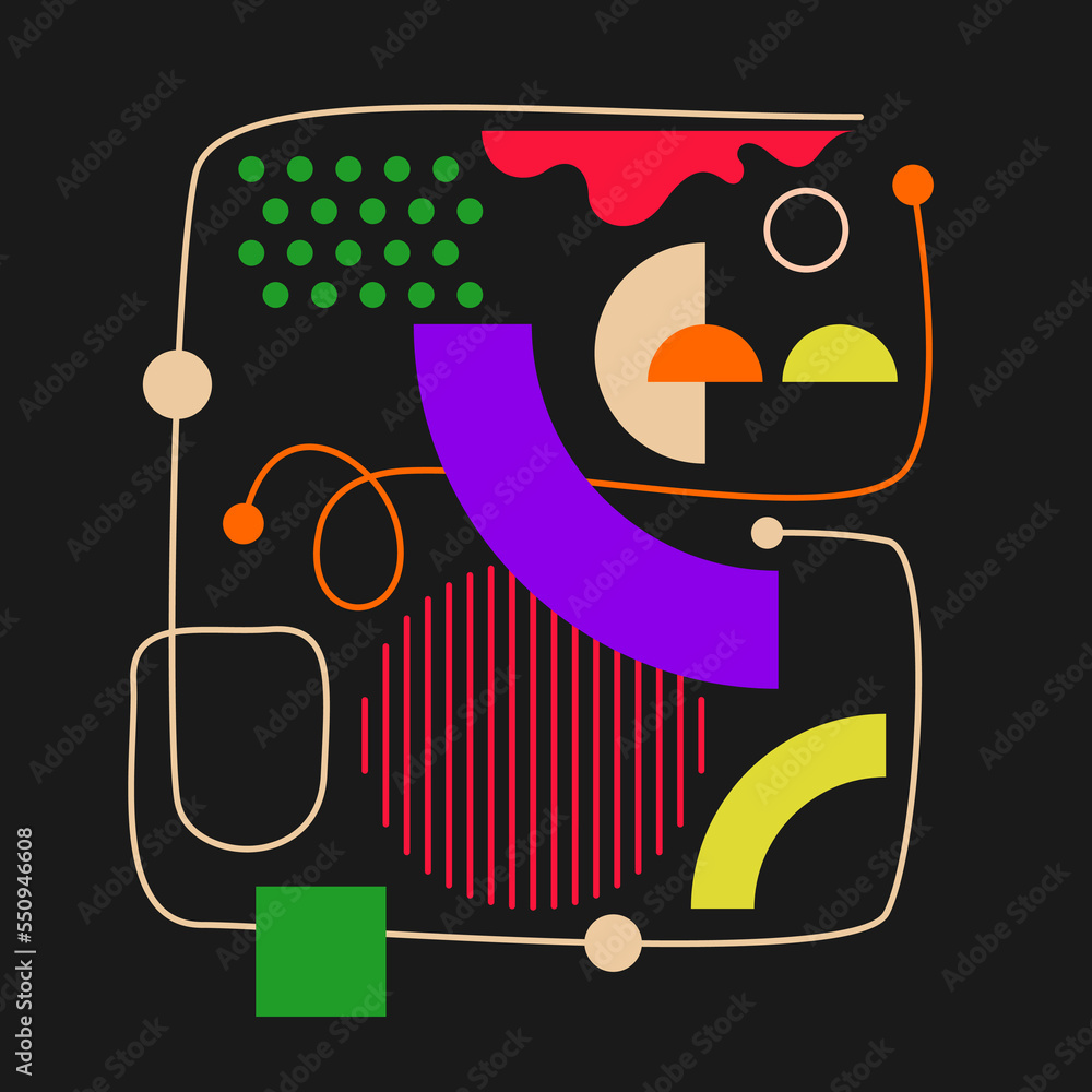 Poster modern geometric composition of various shapes. illustration for design. abstract background in the 
