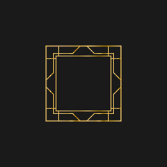 Art deco golden frames decorations, Golden art deco ornaments, retro geometric ornamental frame - classic luxurious gold frames, wedding invitation, celebration event