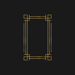 Art deco golden frames decorations, Golden art deco ornaments, retro geometric ornamental frame - classic luxurious gold frames, wedding invitation, celebration event