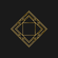 Art deco golden frames decorations, Golden art deco ornaments, retro geometric ornamental frame - classic luxurious gold frames, wedding invitation, celebration event