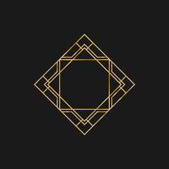 Art deco golden frames decorations, Golden art deco ornaments, retro geometric ornamental frame - classic luxurious gold frames, wedding invitation, celebration event