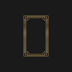 Art deco golden frames decorations, Golden art deco ornaments, retro geometric ornamental frame - classic luxurious gold frames, wedding invitation, celebration event