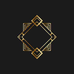 Art deco golden frames decorations, Golden art deco ornaments, retro geometric ornamental frame - classic luxurious gold frames, wedding invitation, celebration event