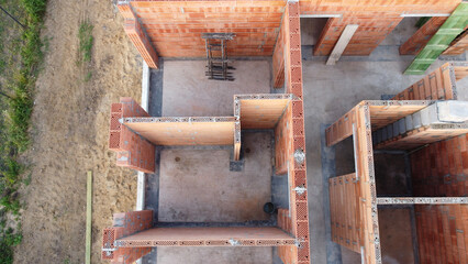 House construction. A bird's eye view of the rooms and walls