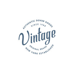 Vintage Badge Logo Design - Vector Stamp, old classic style illustration for apparel brand, restaurant, bistro, barber shop