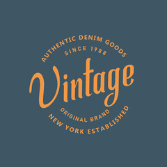 Vintage Badge Logo Design - Vector Stamp, old classic style illustration for apparel brand, restaurant, bistro, barber shop