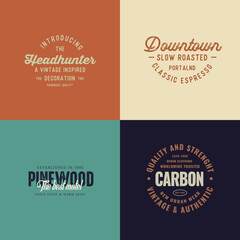 Obraz premium Vintage Badge Logo collection set Design - Vector Stamp bundle, old classic style illustration for apparel brand, restaurant, bistro, barber shop