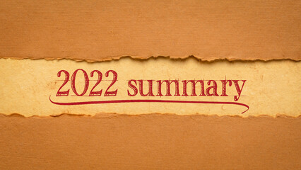 2022 year summary banner, end of year business concept
